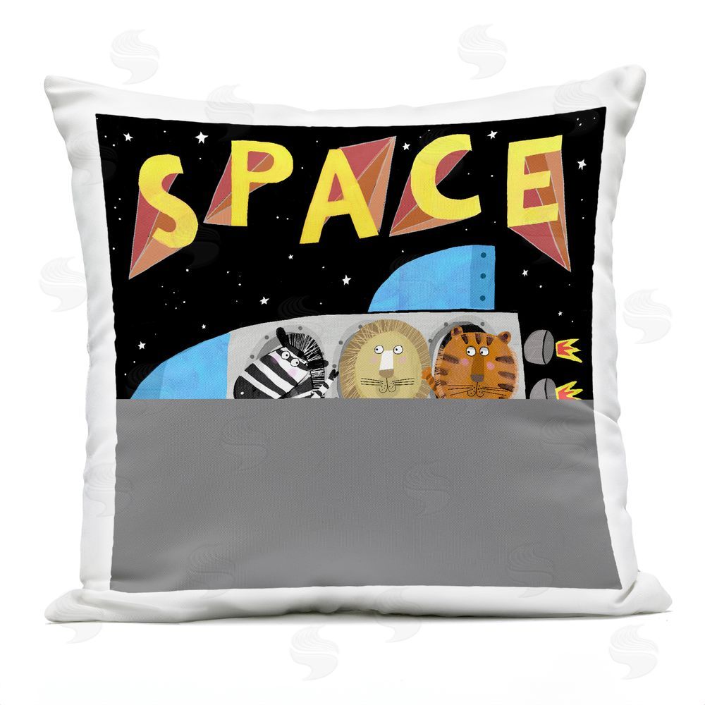 Carla Daly Outer Space Adventure Animals Outdoor Quick-Dry Polyester Square Throw Pillow