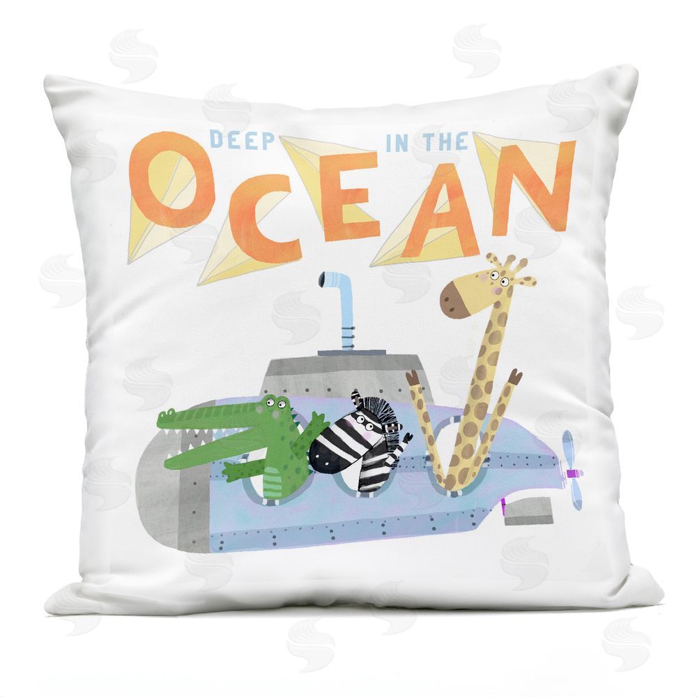 Carla Daly Deep In The Ocean Submarine Outdoor Quick-Dry Polyester Square Throw Pillow