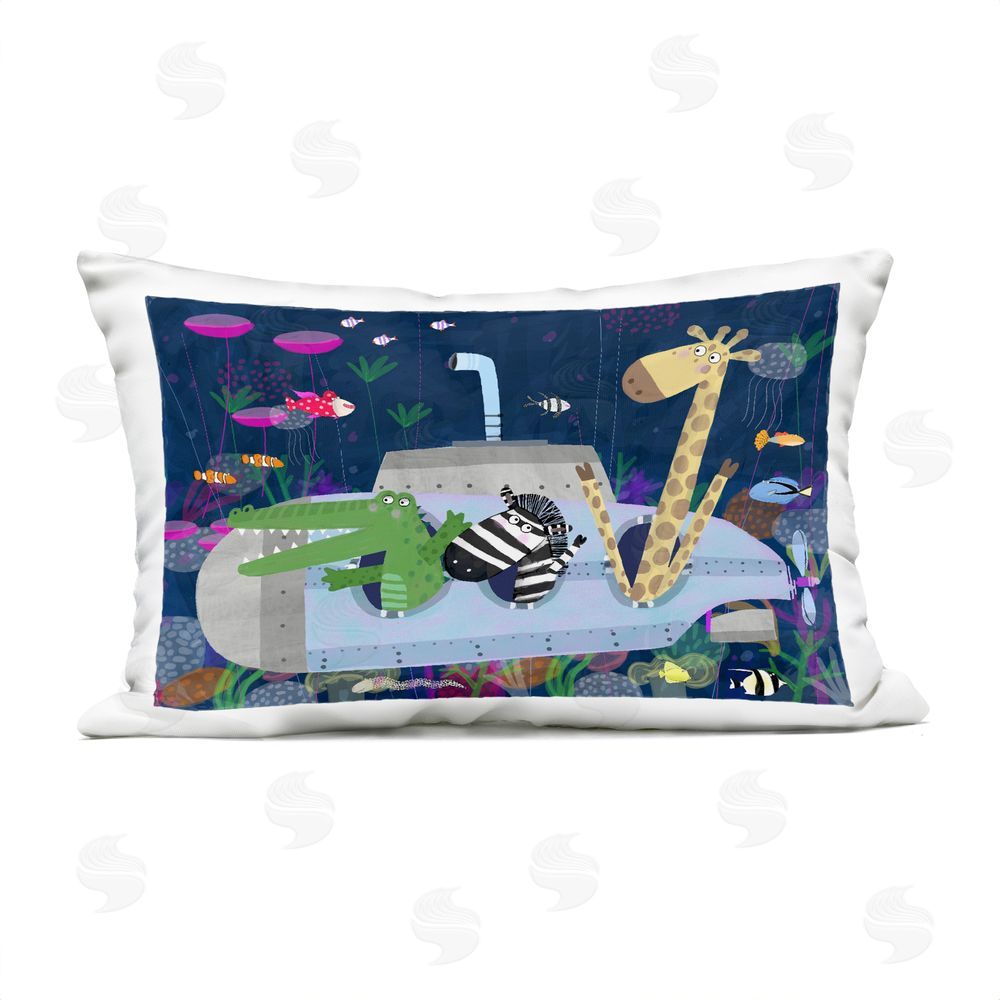 Carla Daly Ocean Submarine Animal Adventure Outdoor Quick-Dry Polyester Lumbar Pillow