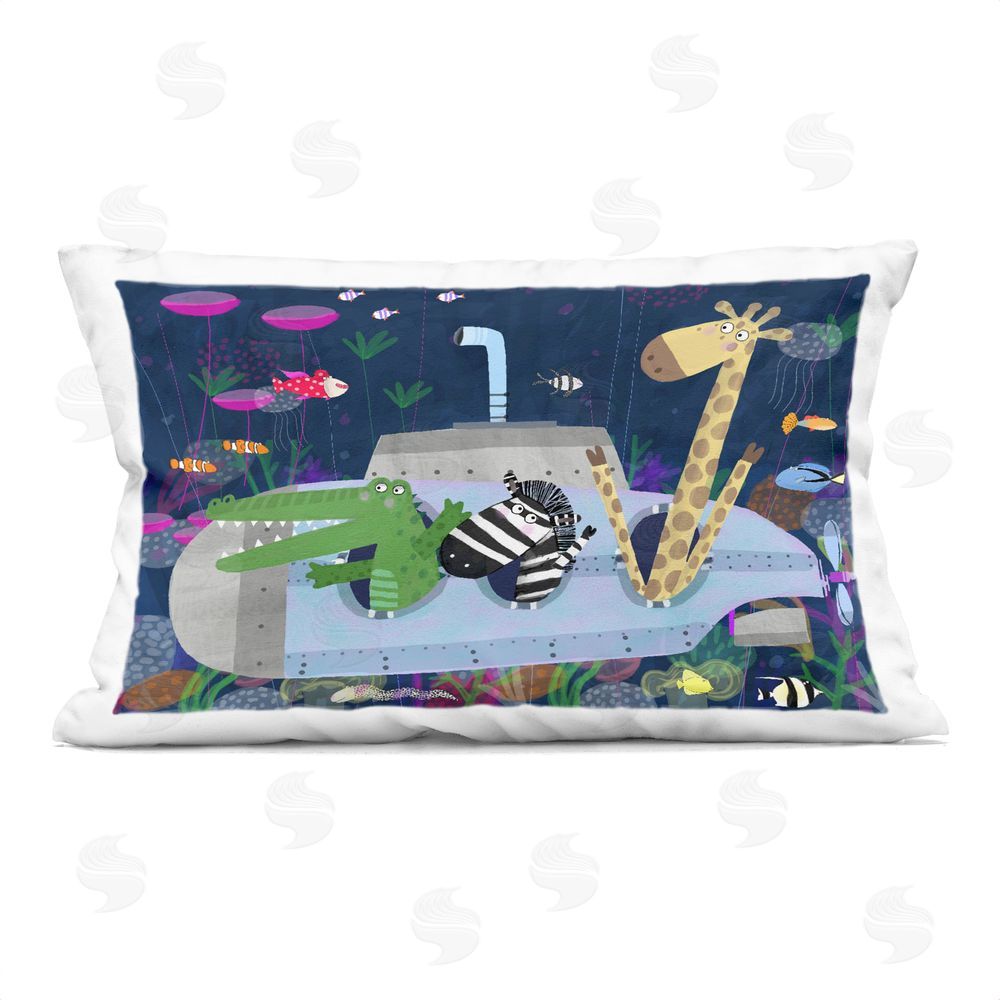 Carla Daly Ocean Submarine Animal Adventure Indoor Plush Polyester Lumbar Pillow