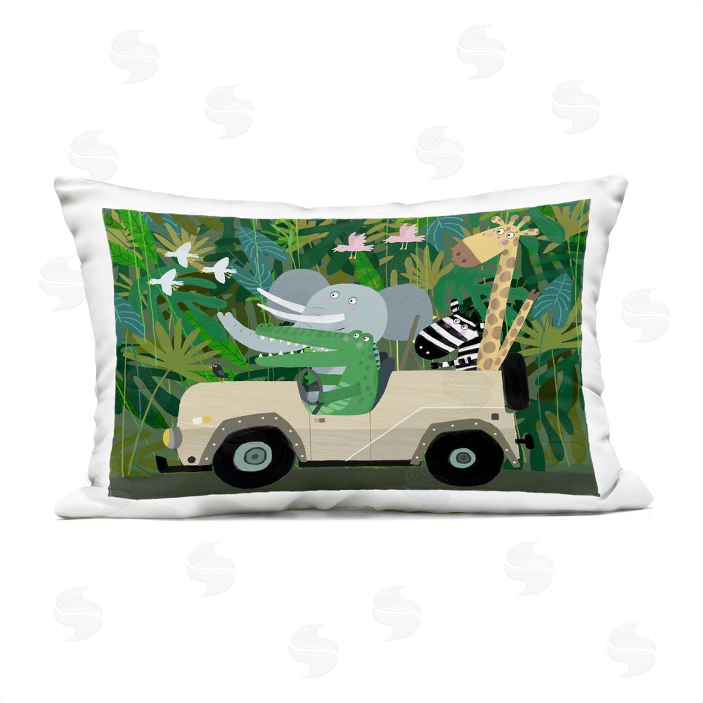 Carla Daly Jungle Safari Critters Outdoor Quick-Dry Polyester Lumbar Pillow