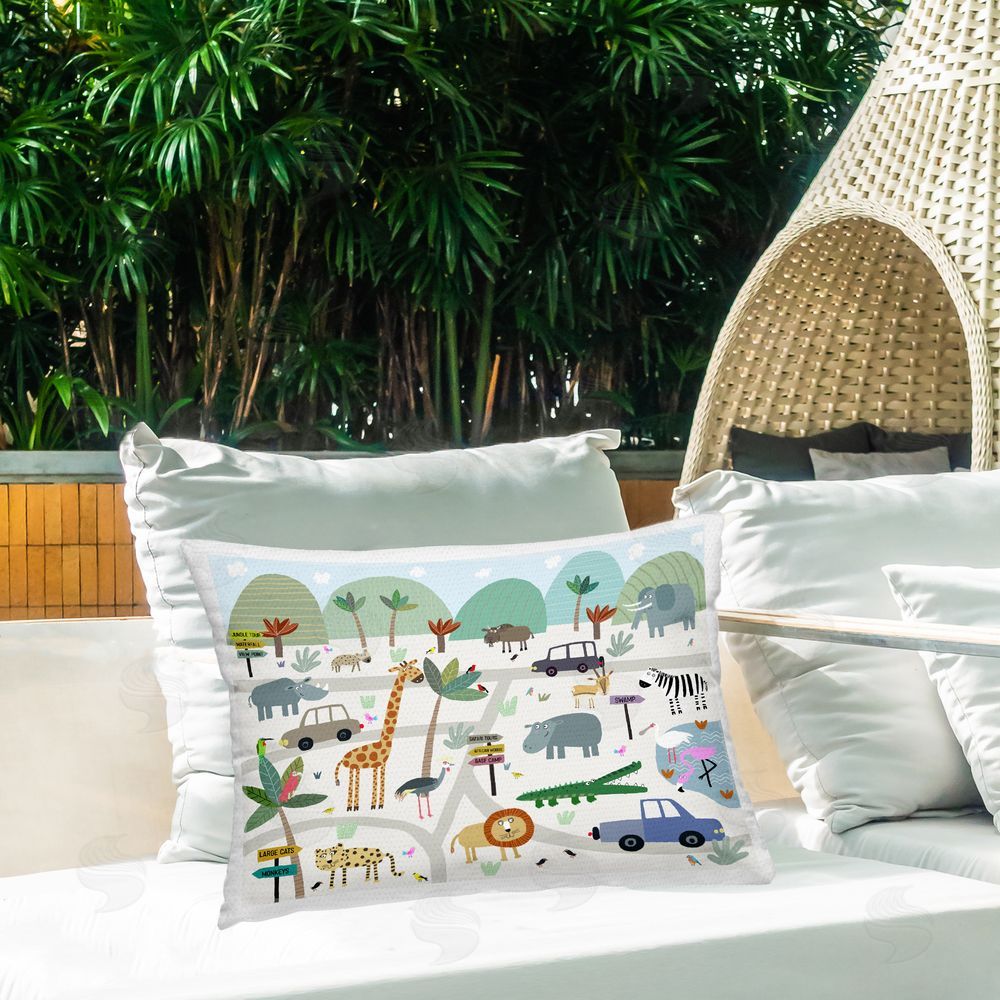 Carla Daly Safari Animal Tours Outdoor Quick-Dry Polyester Printed Lumbar Pillow on Patio