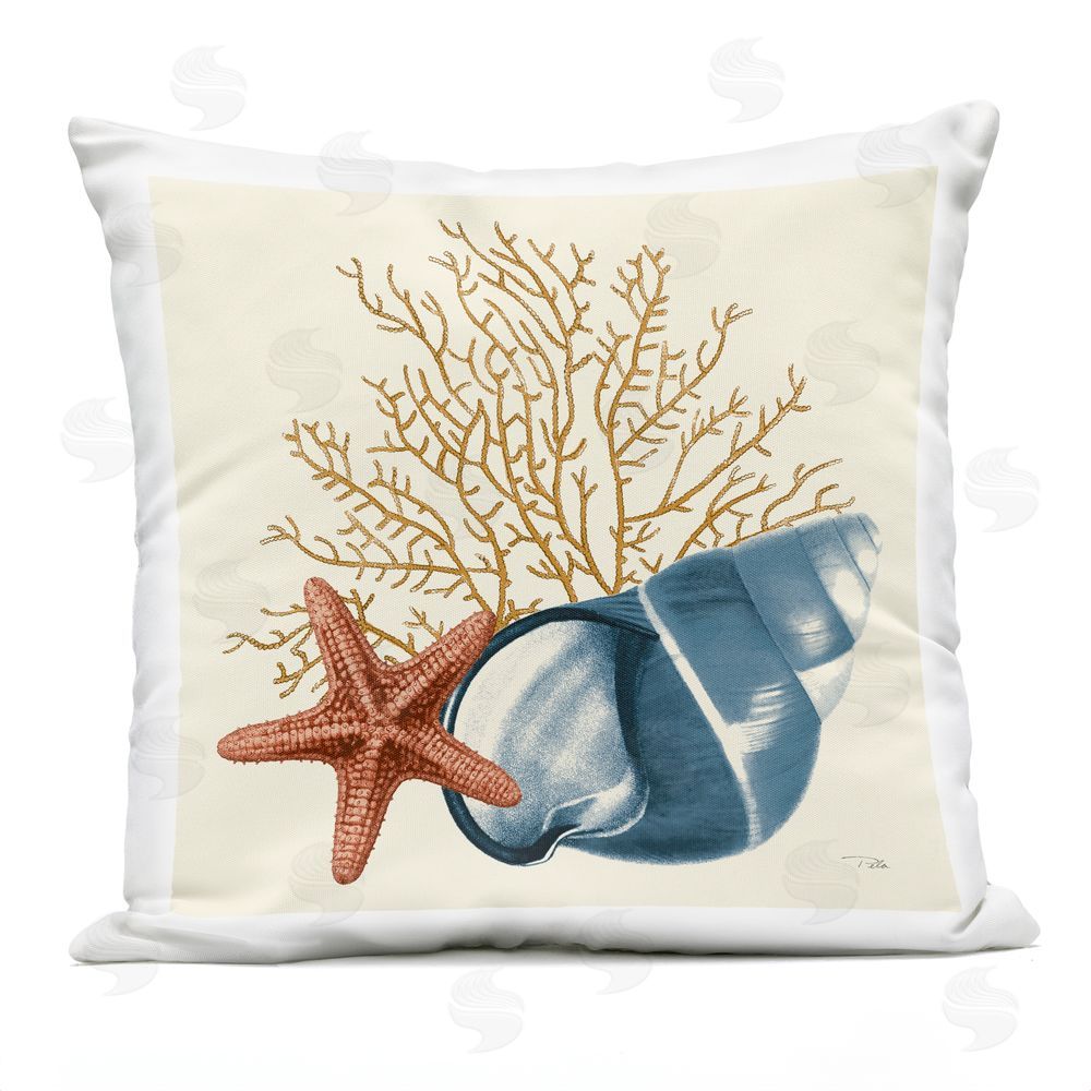 Pela Studio Ocean Life Shell & Starfish Outdoor Quick-Dry Polyester Square Throw Pillow