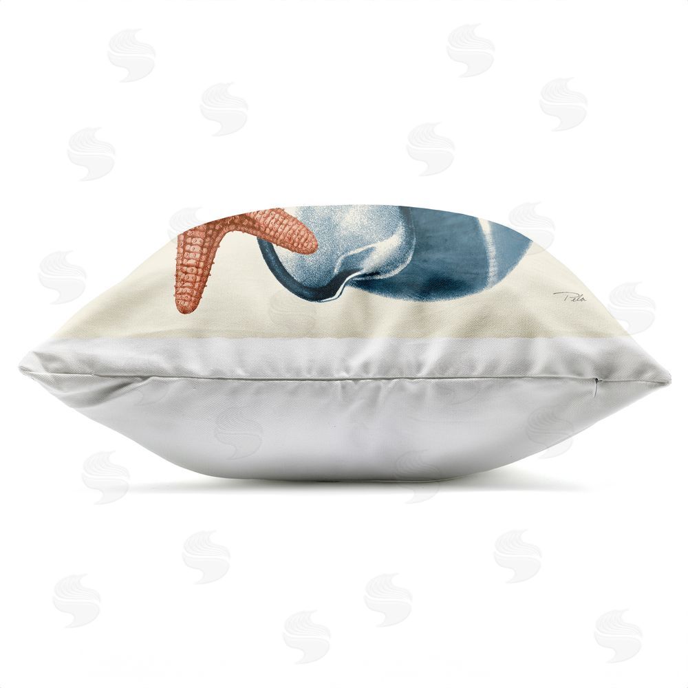 Pela Studio Ocean Life Shell & Starfish Outdoor Quick-Dry Polyester Square Throw Pillow Zipper Detail