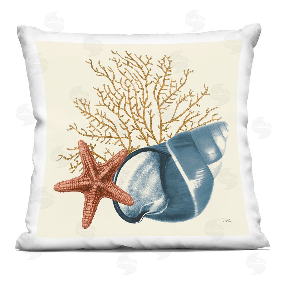 Pela Studio Ocean Life Shell & Starfish Indoor Plush Polyester Square Throw Pillow