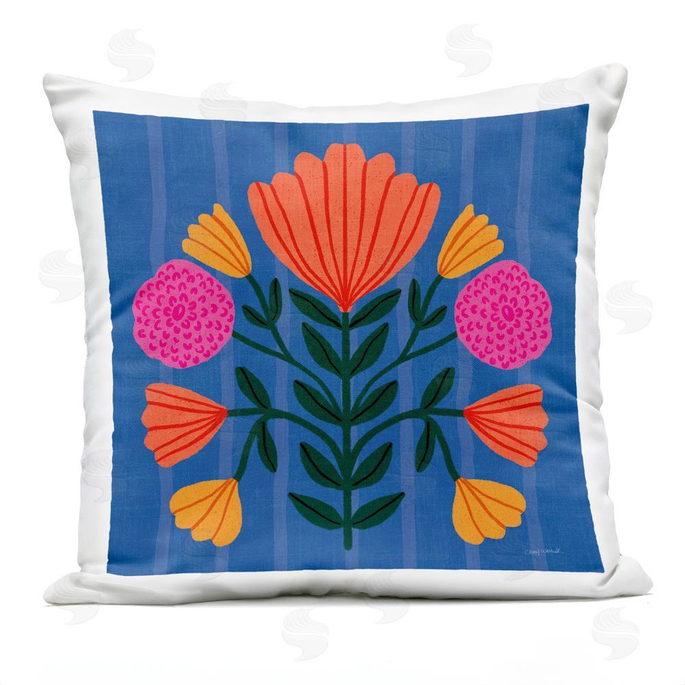 Cheryl Warrick Modern Symmetry Blooms Outdoor Quick-Dry Polyester Square Throw Pillow