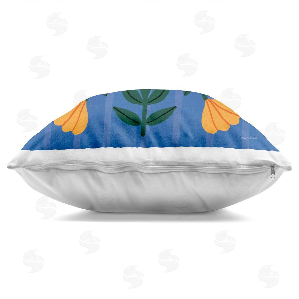 Cheryl Warrick Modern Symmetry Blooms Indoor Plush Polyester Square Throw Pillow Zipper Detail