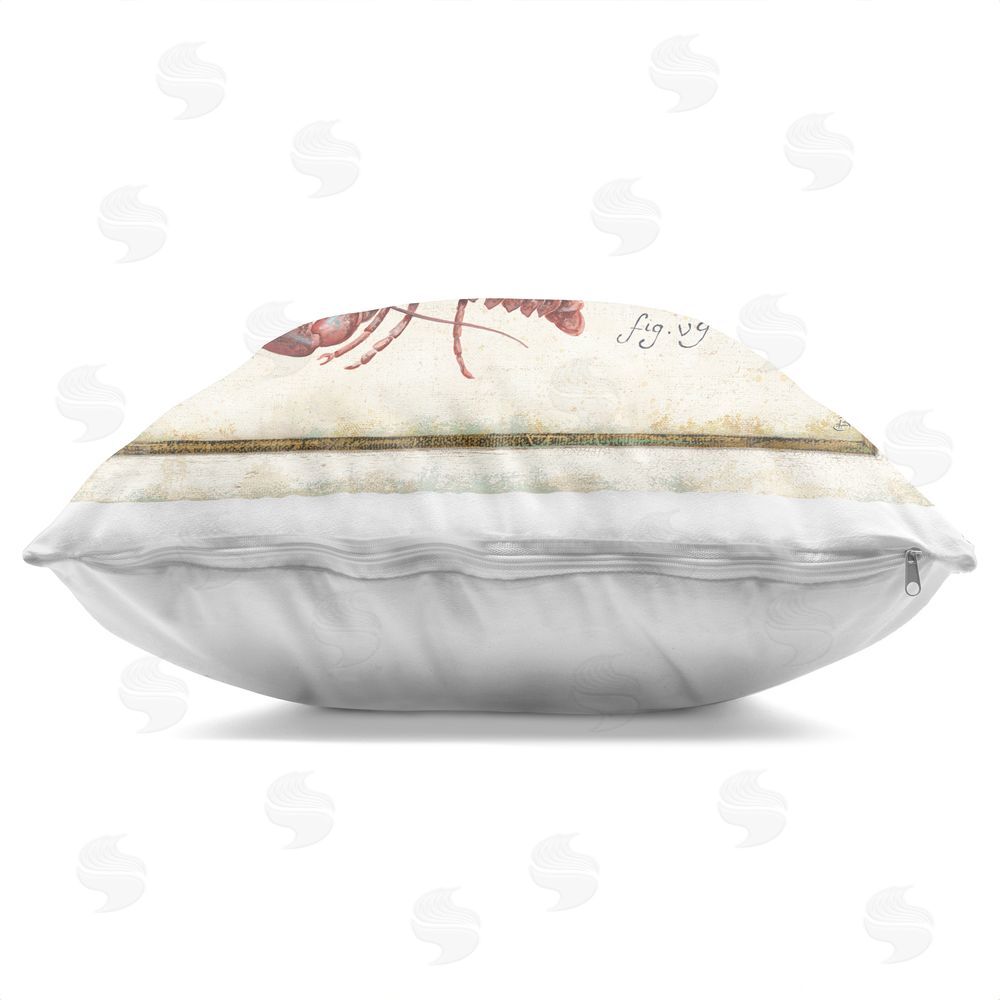 Daphne Brissonnet Oceanography Vintage Turtle Indoor Plush Polyester Square Throw Pillow Zipper Detail