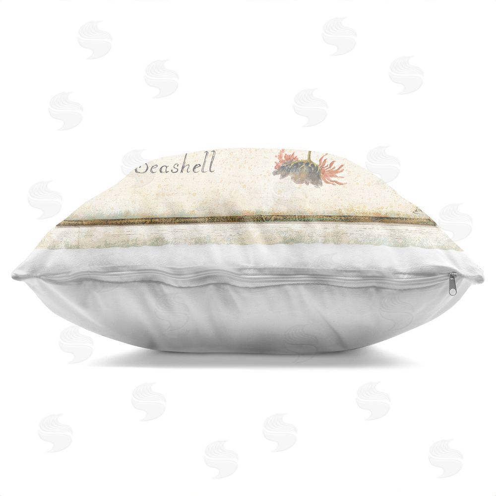 Daphne Brissonnet Oceanography Vintage Crab Indoor Plush Polyester Square Throw Pillow Zipper Detail