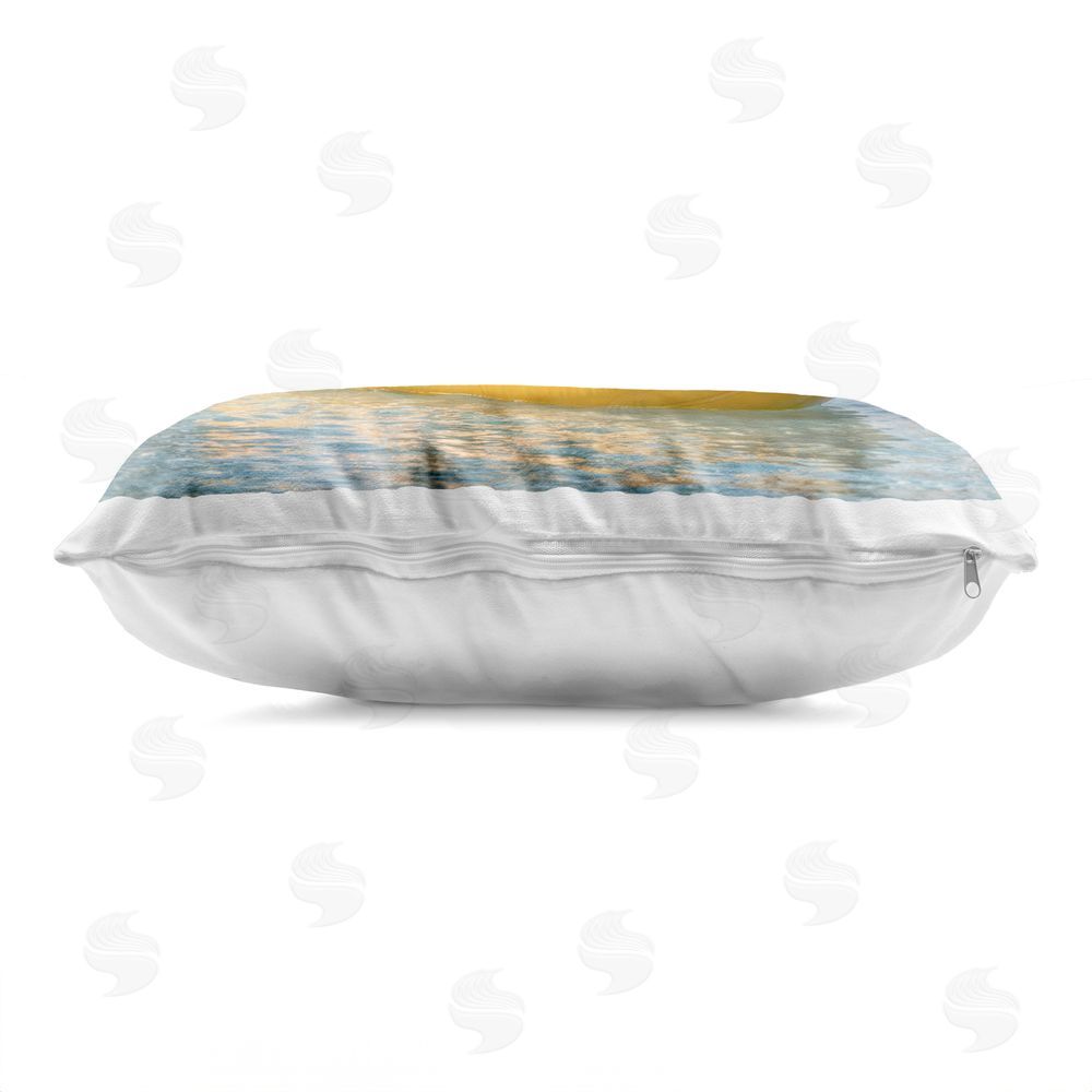 Ziwei Li Cheetah Trio on Float Indoor Plush Polyester Lumbar Pillow Zipper Detail