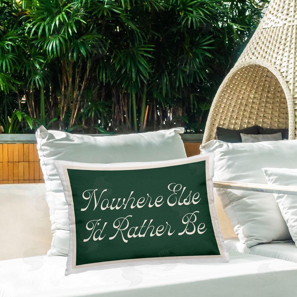 Lil' Rue Nowhere Else I'd Rather Be Outdoor Quick-Dry Polyester Printed Lumbar Pillow on Patio
