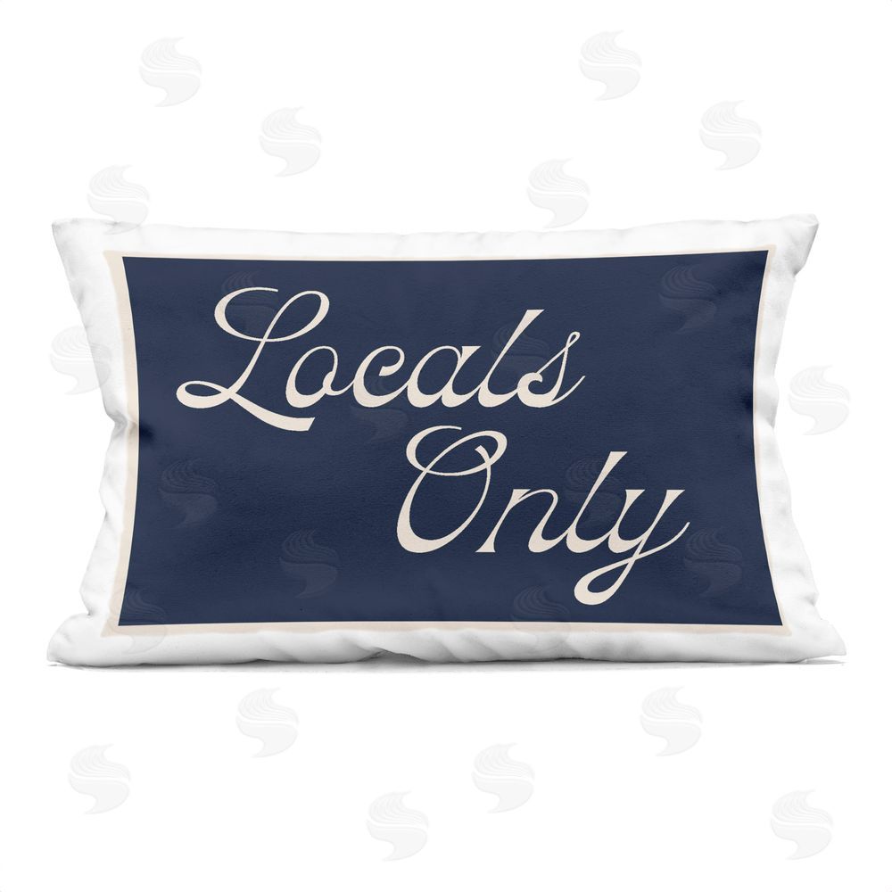 Lil' Rue Locals Only Blue Script Indoor Plush Polyester Lumbar Pillow