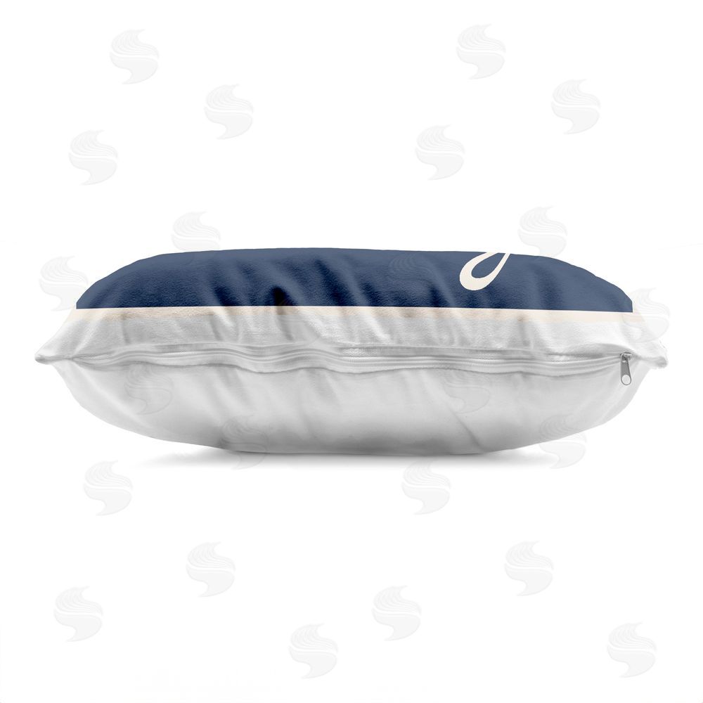 Lil' Rue Locals Only Blue Script Indoor Plush Polyester Lumbar Pillow Zipper Detail