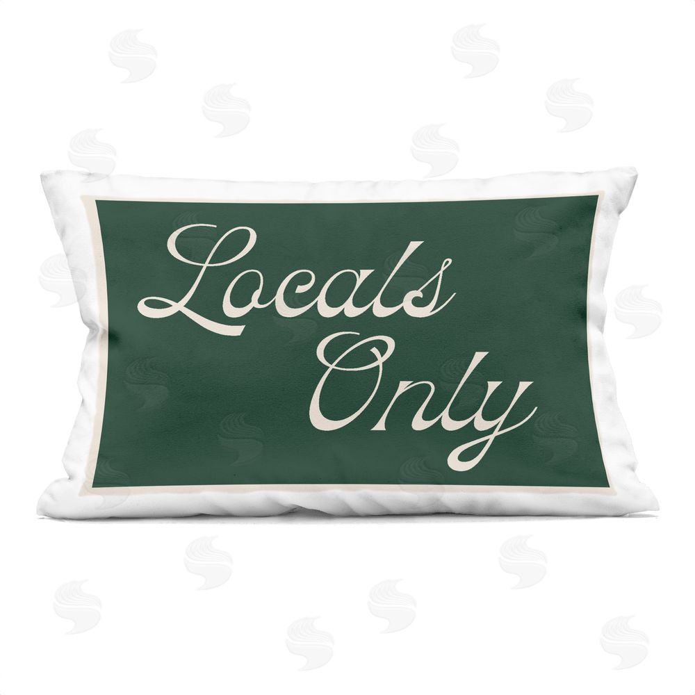 Lil' Rue Locals Only Green Script Indoor Plush Polyester Lumbar Pillow