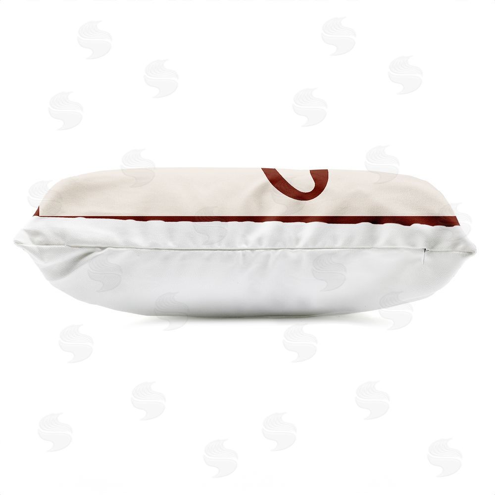 Lil' Rue More Love Vintage Script Outdoor Quick-Dry Polyester Lumbar Pillow Zipper Detail