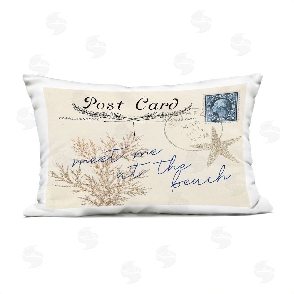 Lil' Rue Meet Me At Beach Postcard Outdoor Quick-Dry Polyester Lumbar Pillow