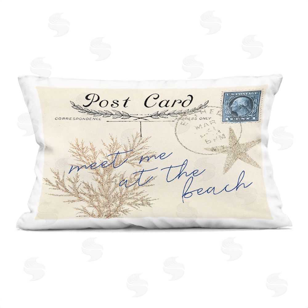 Lil' Rue Meet Me At Beach Postcard Indoor Plush Polyester Lumbar Pillow