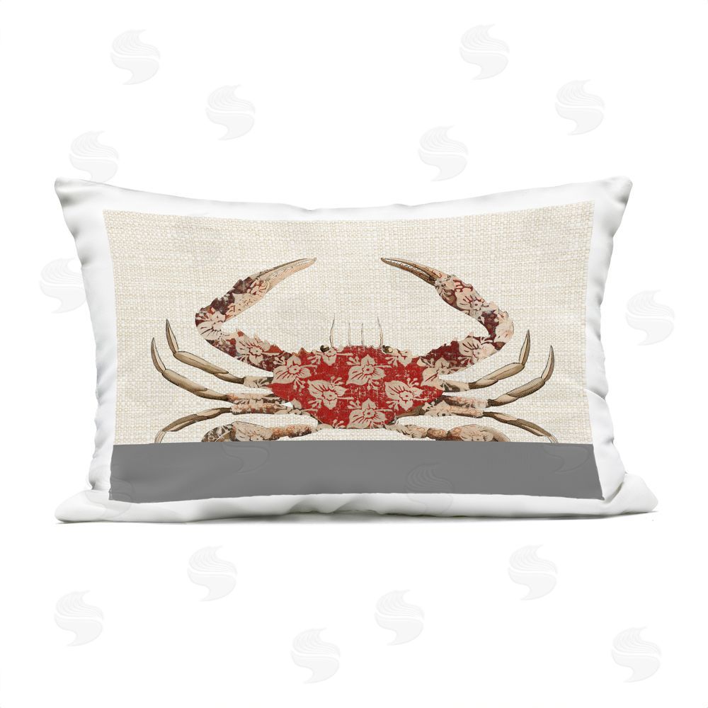 Lil' Rue Boho Patterned Crab Outdoor Quick-Dry Polyester Lumbar Pillow