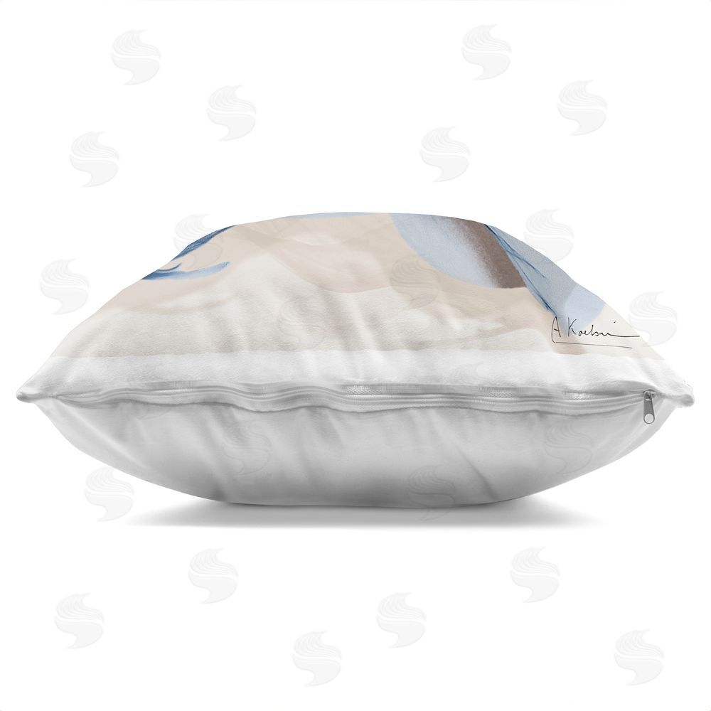 Albert Koetsier Blooming Sapphire Flower Indoor Plush Polyester Square Throw Pillow Zipper Detail