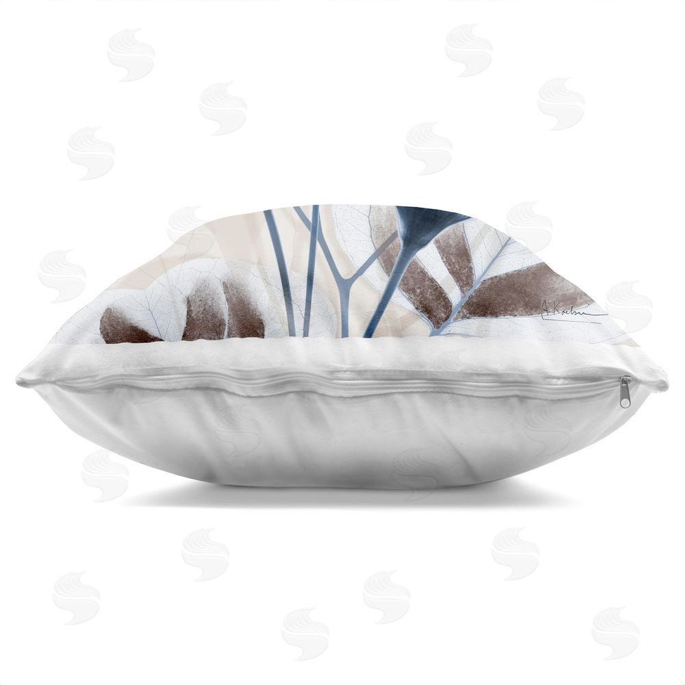 Albert Koetsier Sapphire Bloom Trio Indoor Plush Polyester Square Throw Pillow Zipper Detail