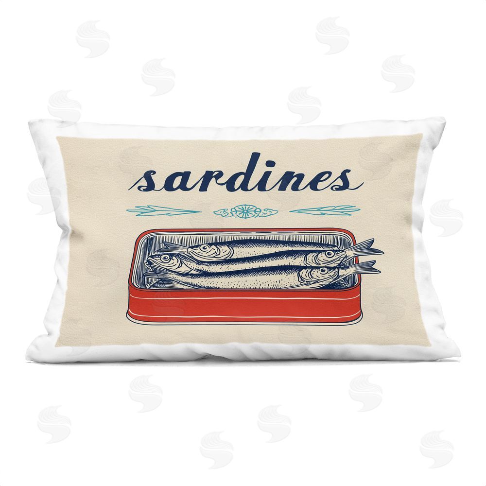 Acorn & Ivory Designs Vintage Sardines Can Indoor Plush Polyester Lumbar Pillow