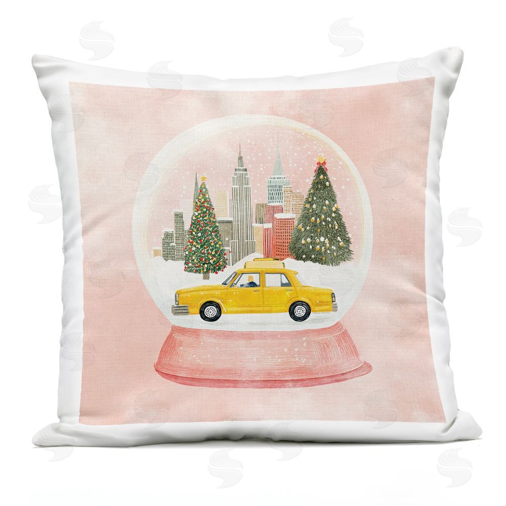 Svetlana Aleynikova Pink City Snow Globe Outdoor Quick-Dry Polyester Square Throw Pillow