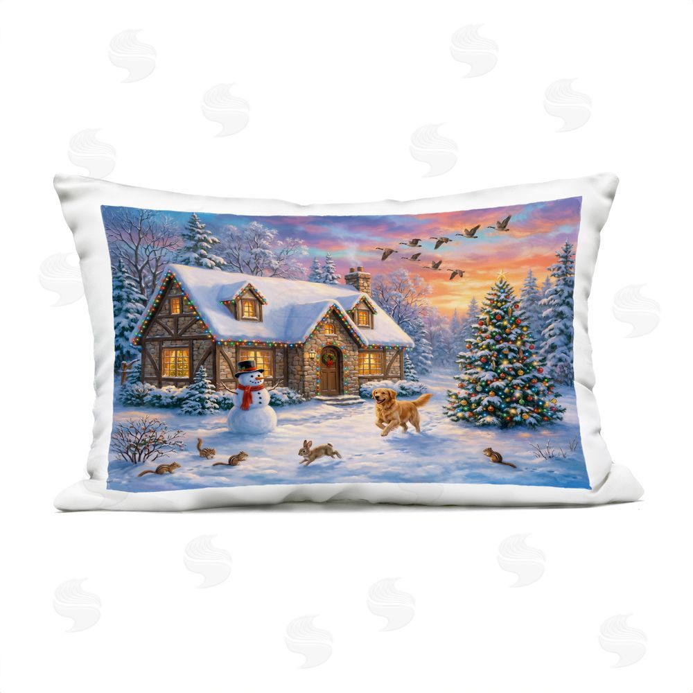 Imagine It Images Animals & Winter Stone Cottage Outdoor Quick-Dry Polyester Lumbar Pillow