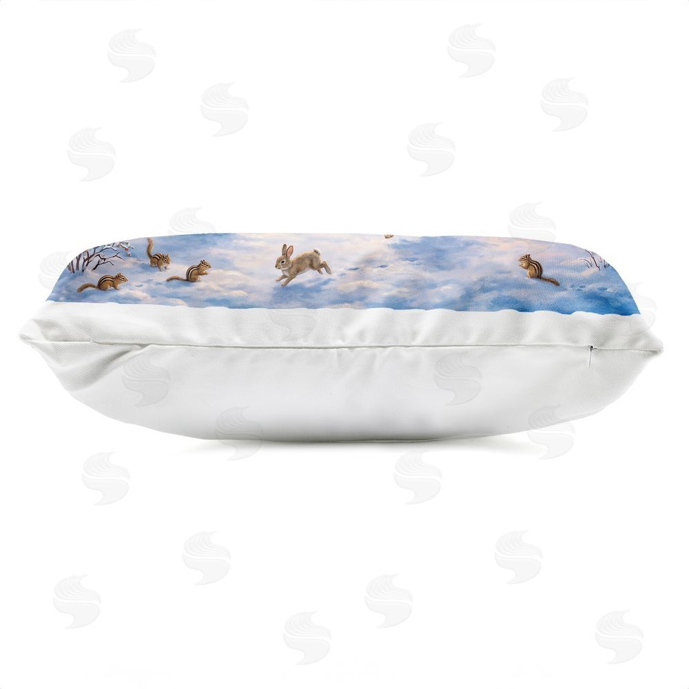 Imagine It Images Animals & Winter Stone Cottage Outdoor Quick-Dry Polyester Lumbar Pillow Zipper Detail