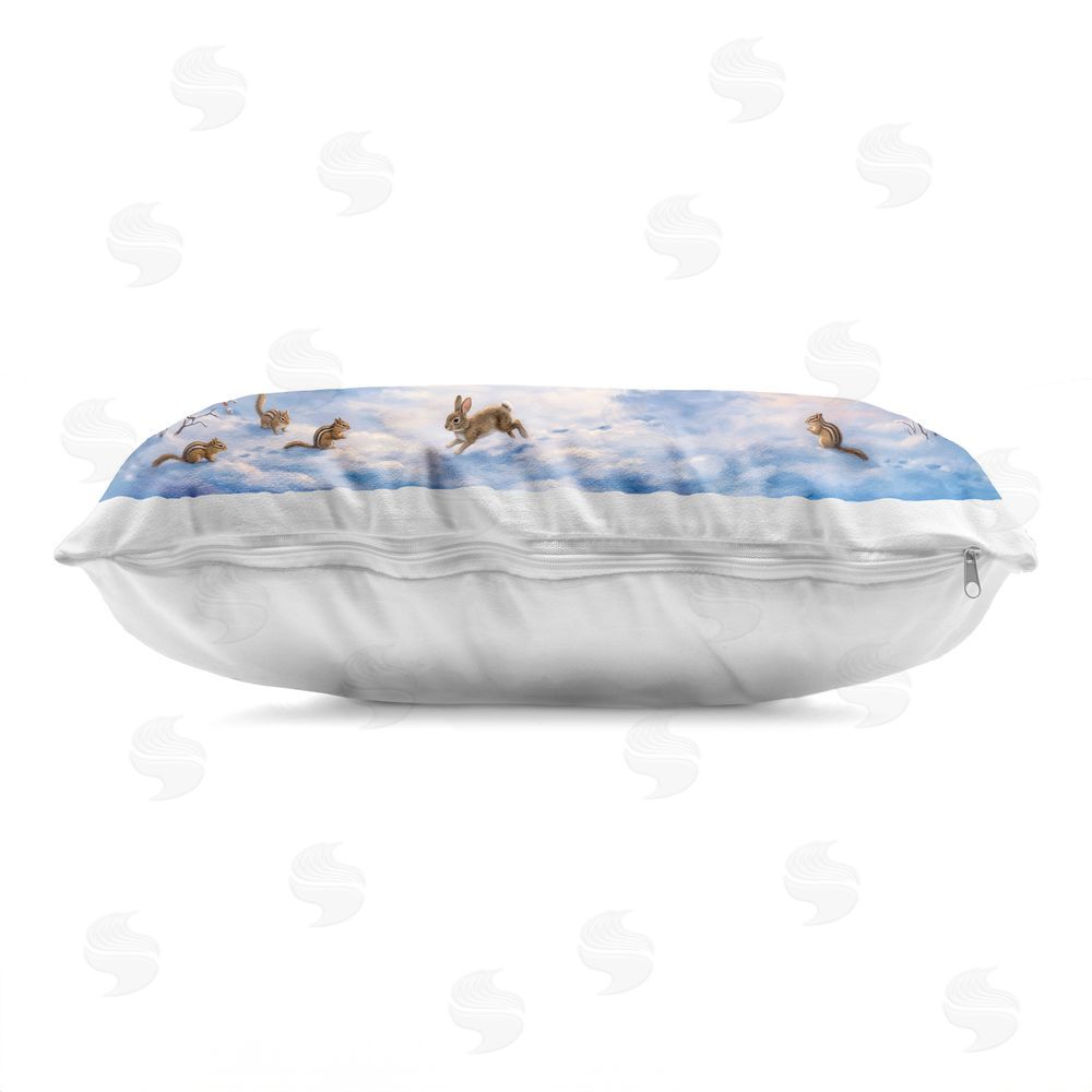 Imagine It Images Animals & Winter Stone Cottage Indoor Plush Polyester Lumbar Pillow Zipper Detail