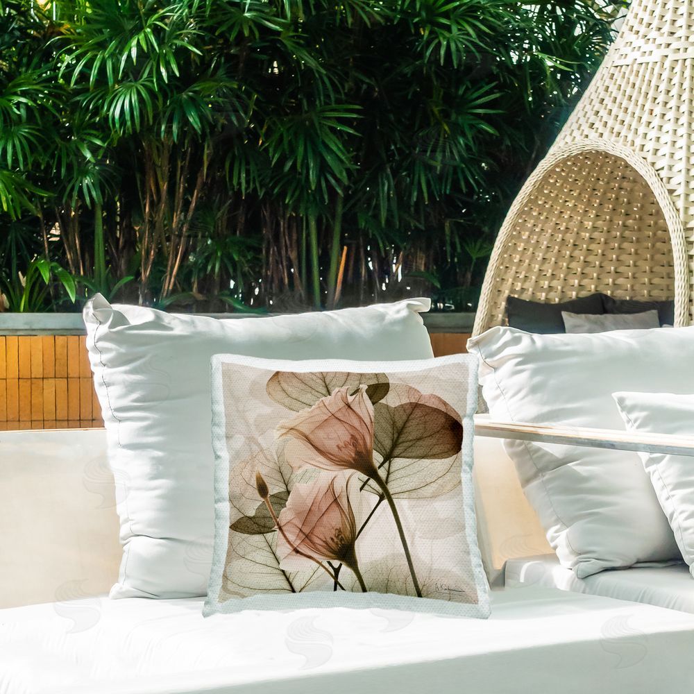 Albert Koetsier Serene Orange Union Outdoor Quick-Dry Polyester Printed Square Pillow on Patio