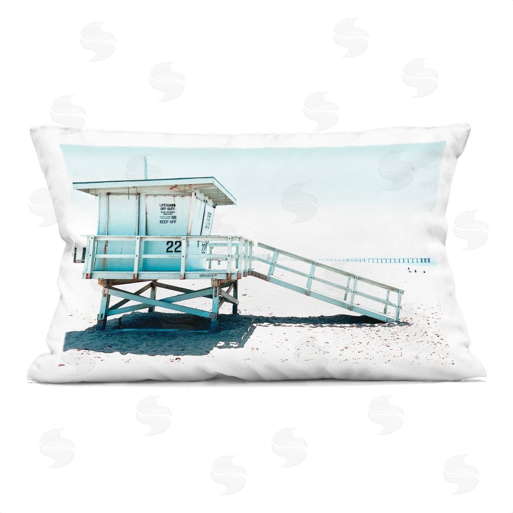 Noah Bay Turquoise Beach Hut Indoor Plush Polyester Lumbar Pillow