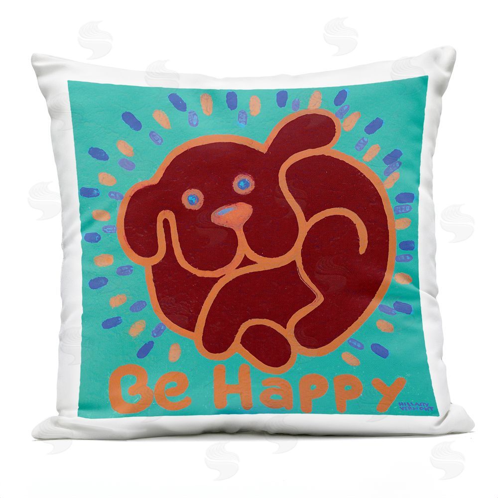 Hillary Vermont Be Happy Red Dog Outdoor Quick-Dry Polyester Square Throw Pillow