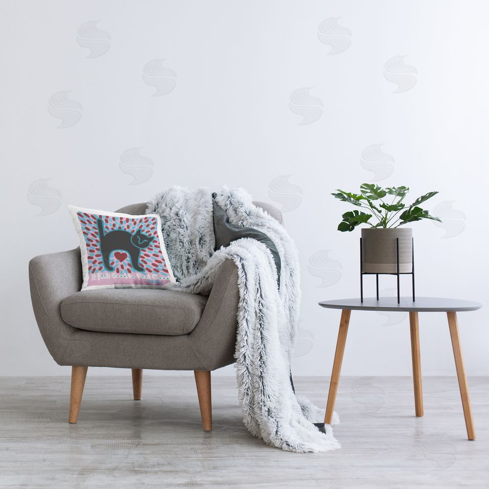 Hillary Vermont Feel Good Cat with Heart Plush Polyester Printed Square Pillow on Chair