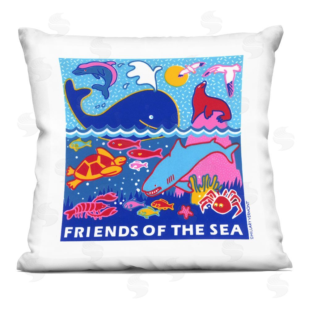 Hillary Vermont Friends Of The Sea Indoor Plush Polyester Square Throw Pillow