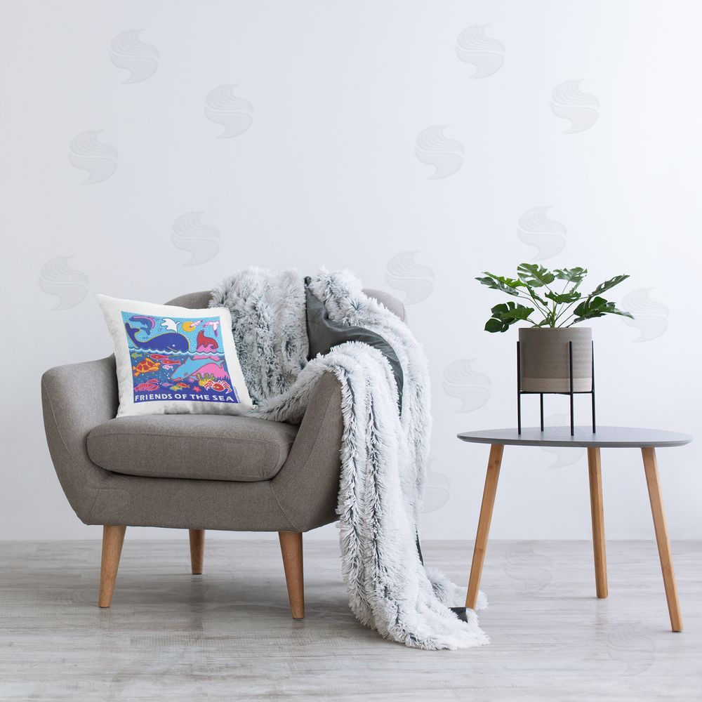 Hillary Vermont Friends Of The Sea Plush Polyester Printed Square Pillow on Chair