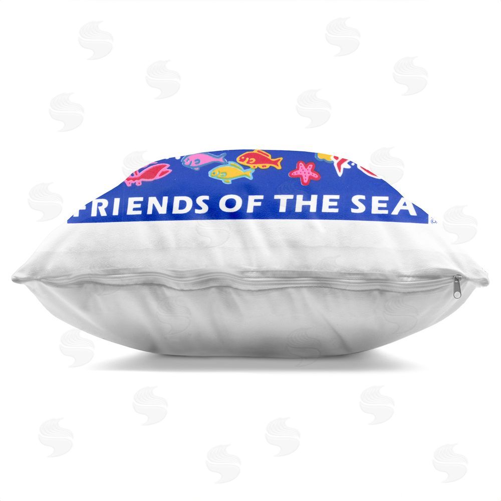 Hillary Vermont Friends Of The Sea Indoor Plush Polyester Square Throw Pillow Zipper Detail