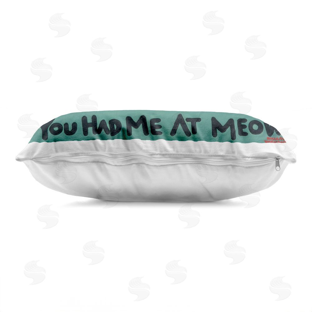 Hillary Vermont Had Me At Meow Indoor Plush Polyester Lumbar Pillow Zipper Detail