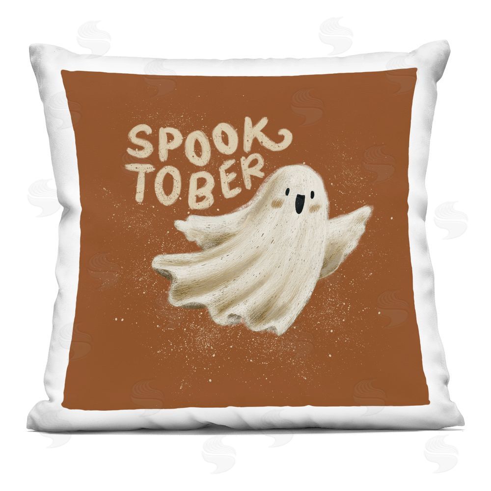 Florentina Dolci Spooktober October Ghost Indoor Plush Polyester Square Throw Pillow