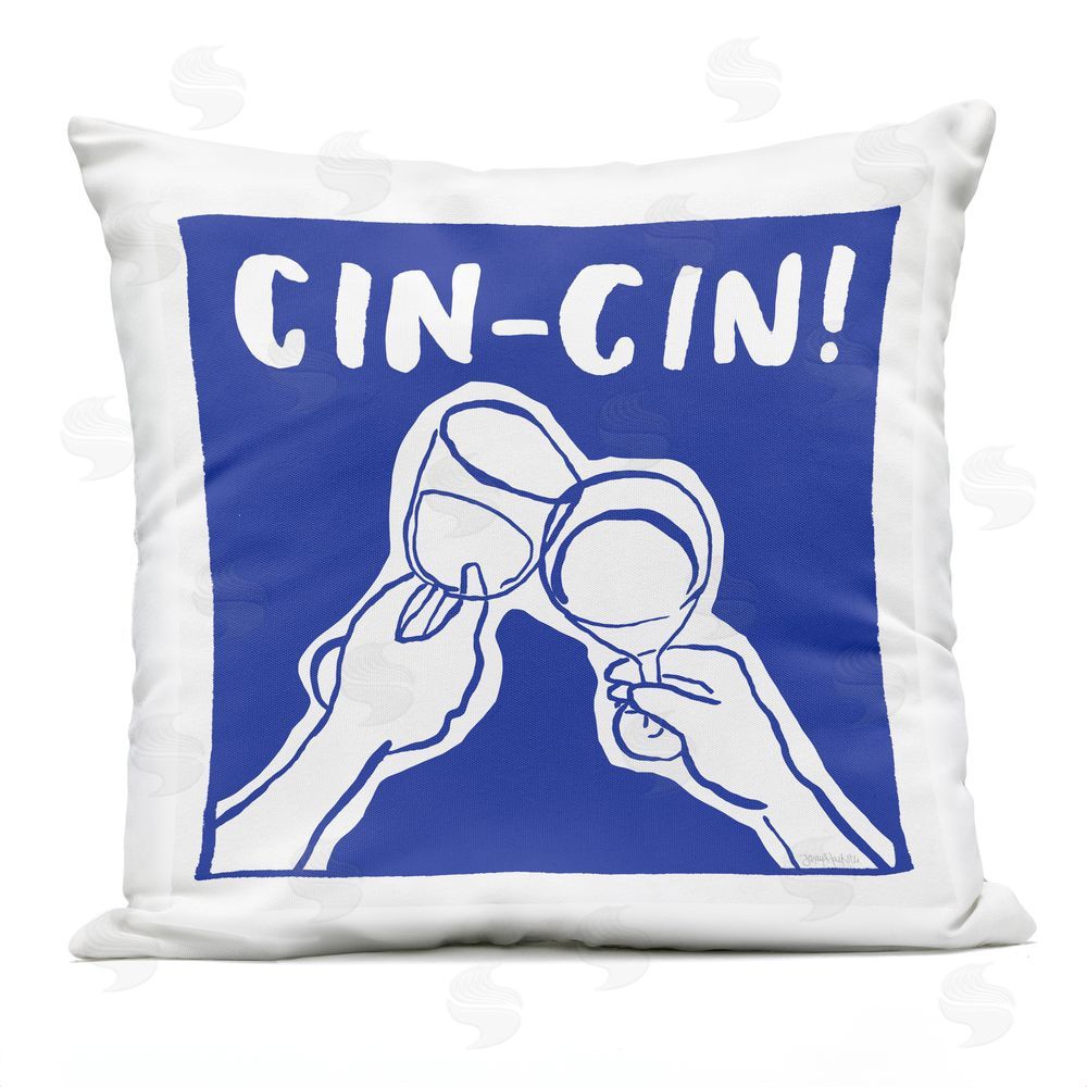 Jenaya Jackson Cocktail Party Cheers on Blue Outdoor Quick-Dry Polyester Square Throw Pillow