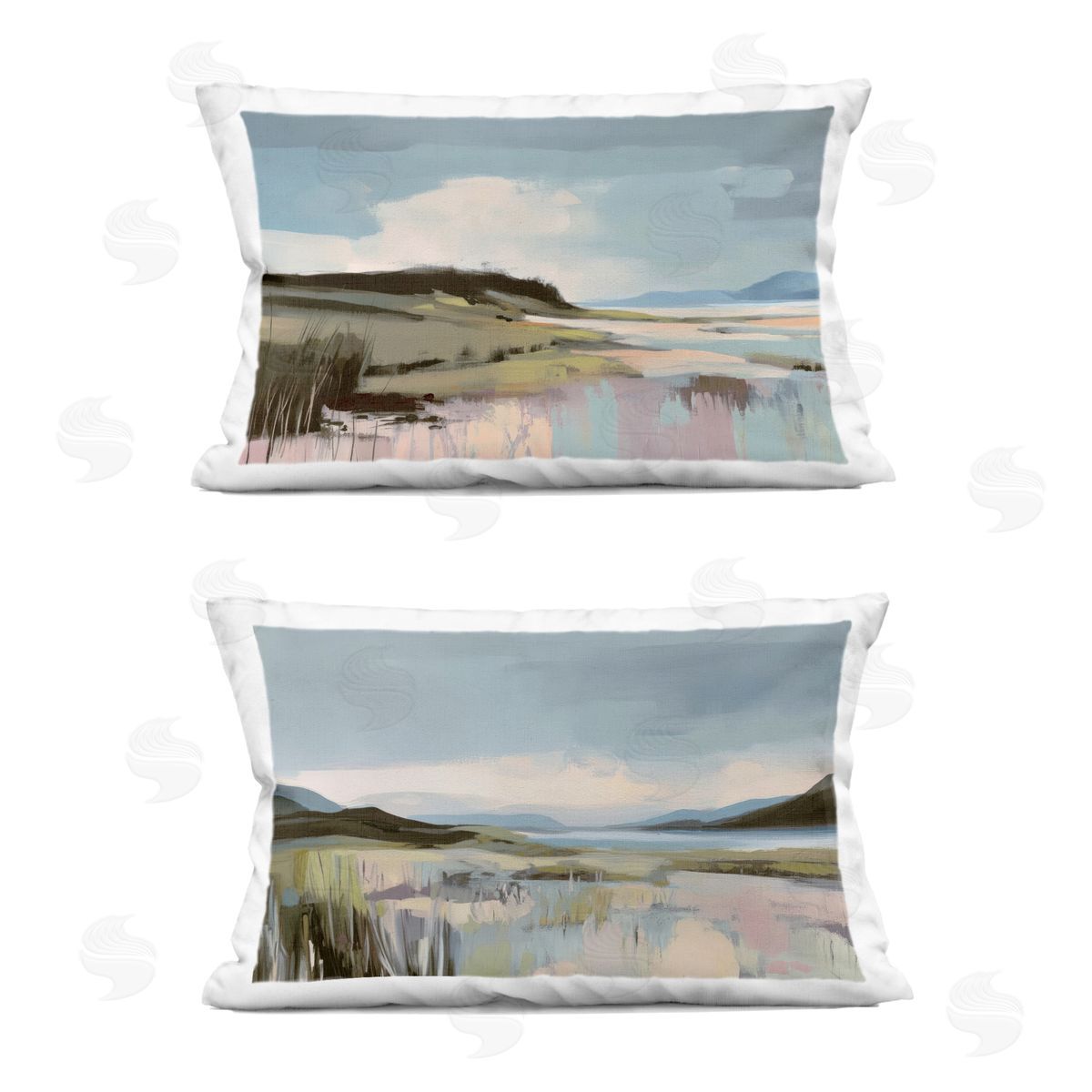 Elara Yasna Verdant Coastal Waters Plush Polyester Art Print Pillow