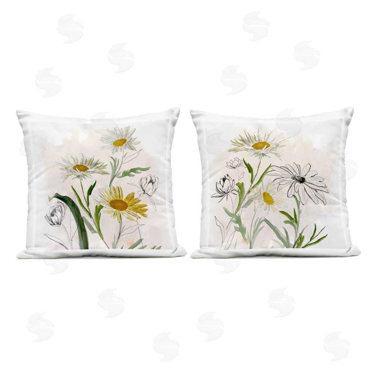 Jacob Q Pure and Simple Daisies Plush Polyester Art Print Pillow