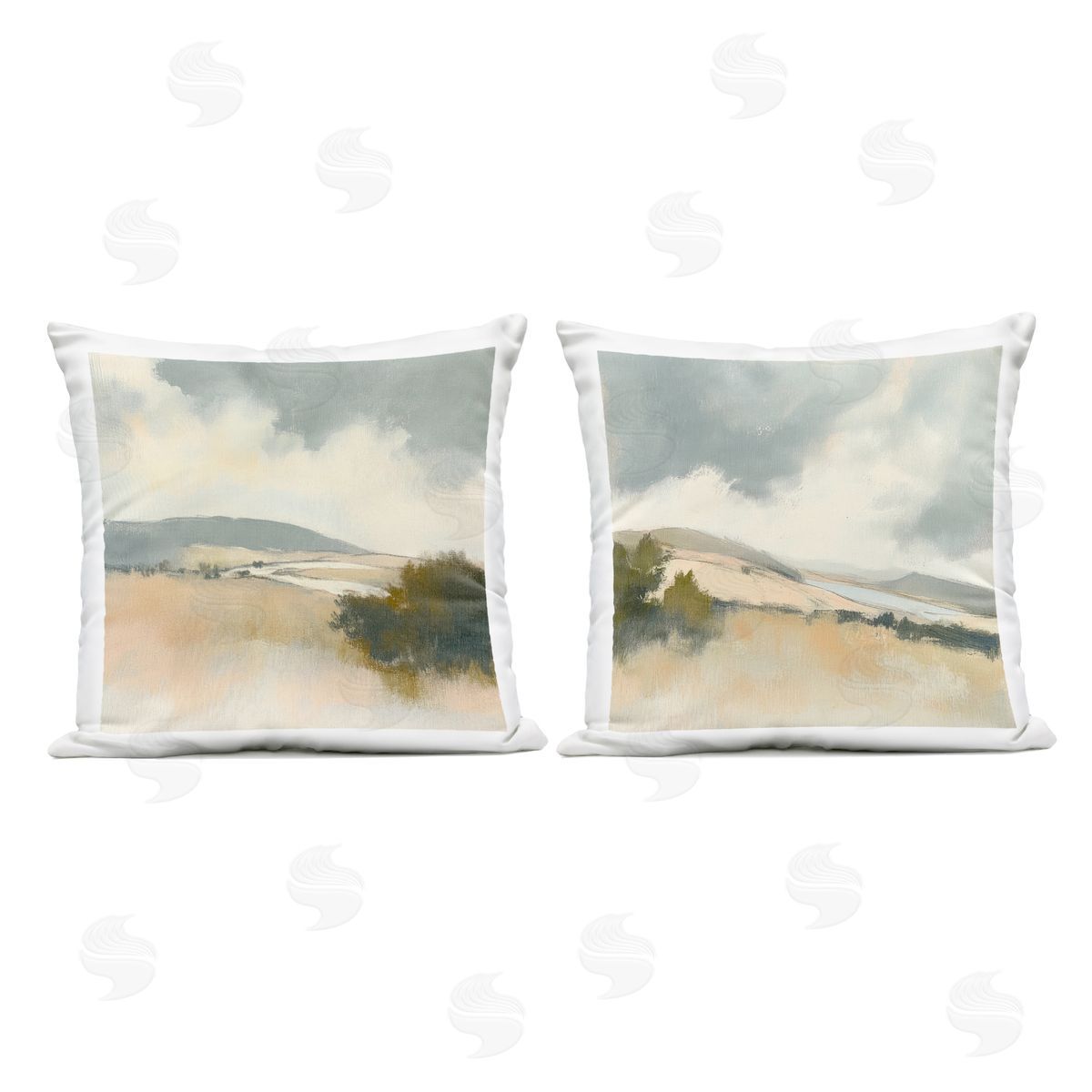 Mona Grace Landscape of Brush Strokes Plush Polyester Art Print Pillow