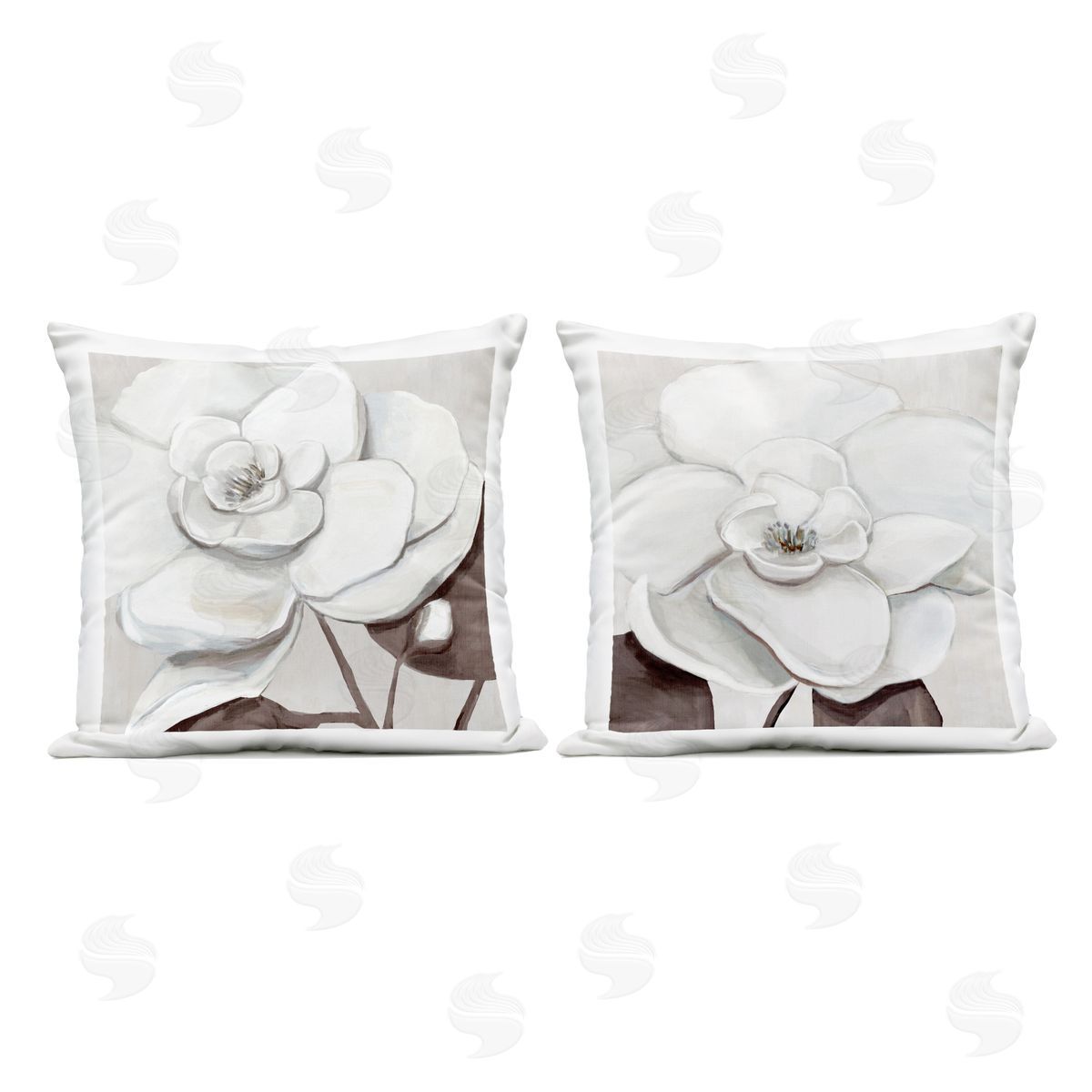 Hannah Dawson White Elegant Blooms Plush Polyester Art Print Pillow