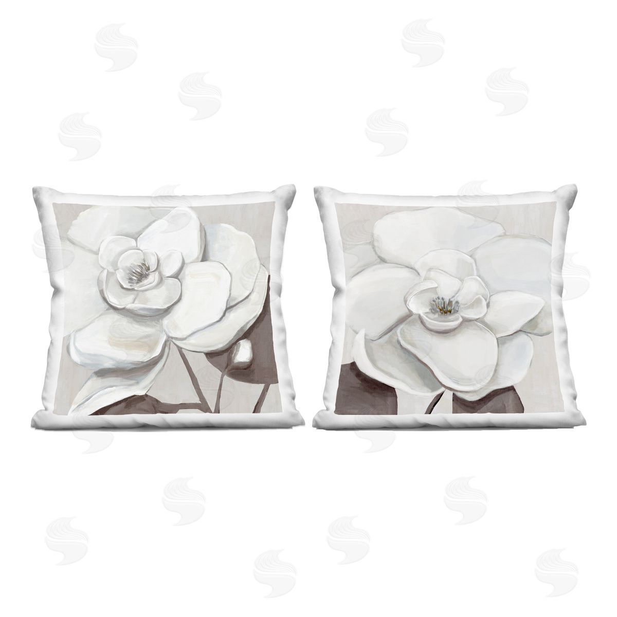 Hannah Dawson White Elegant Blooms Plush Polyester Art Print Pillow