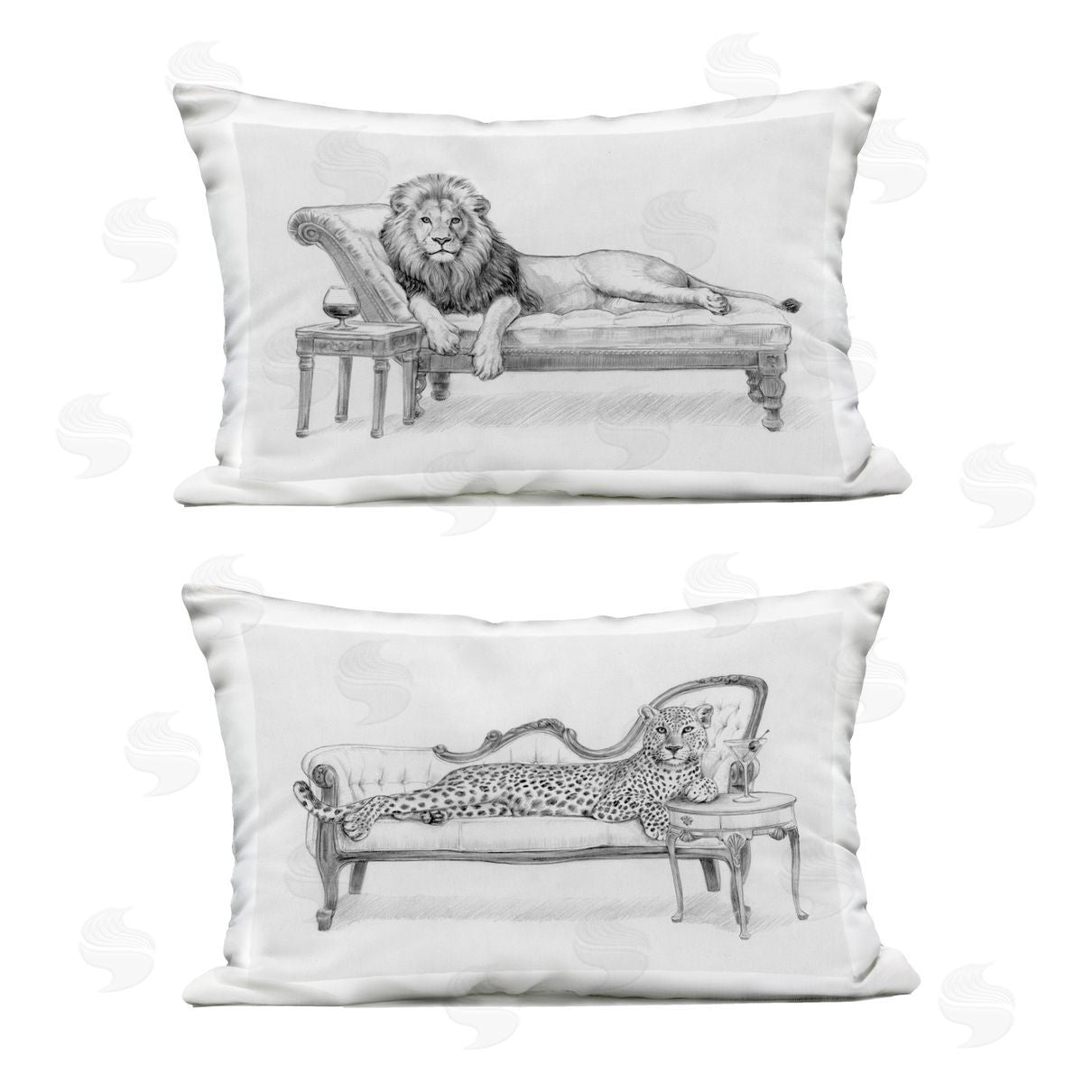 Victoria Barnes Lounging Jungle Beasts Plush Polyester Art Print Pillow