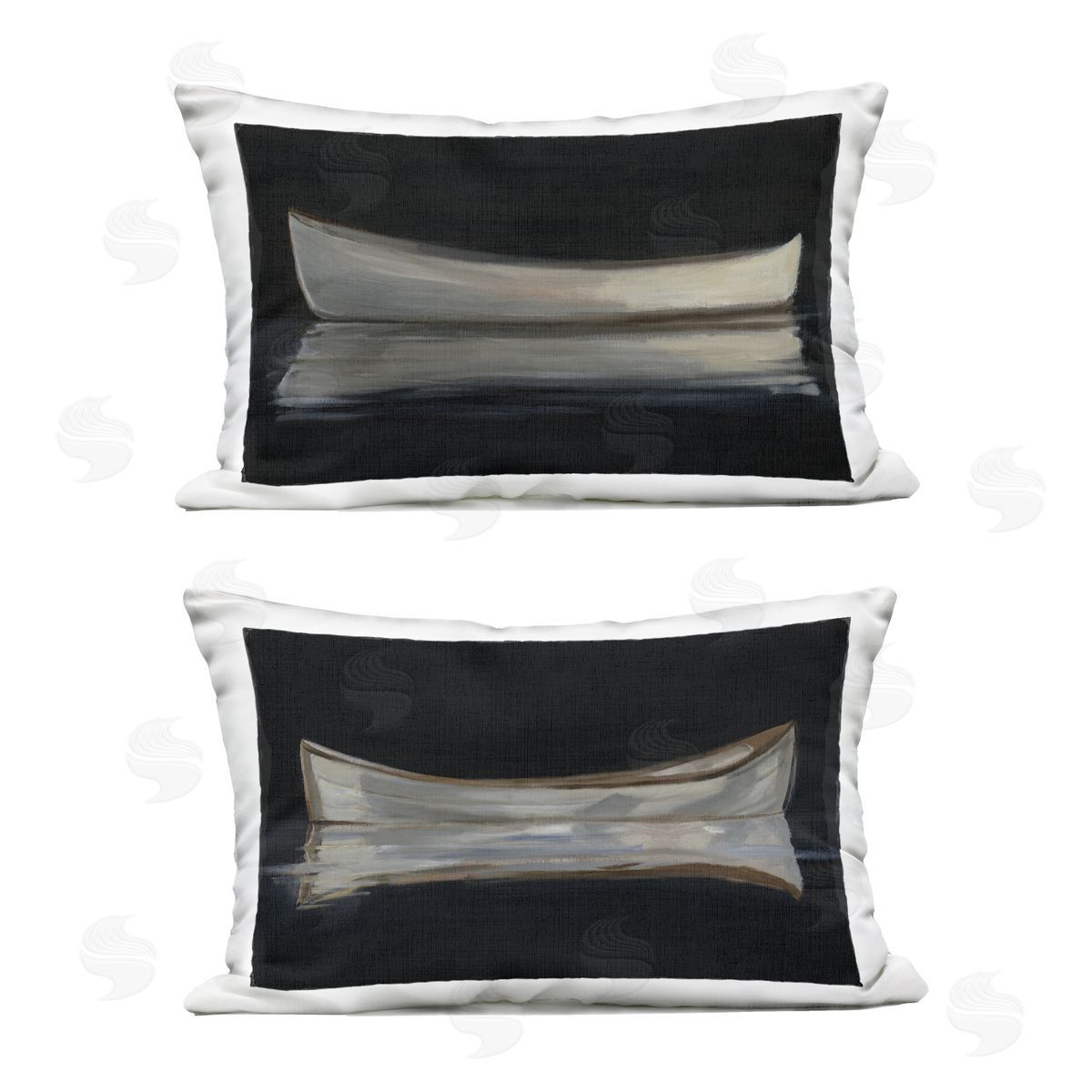 Ethan Harper Still Canoe Reflections Plush Polyester Art Print Pillow