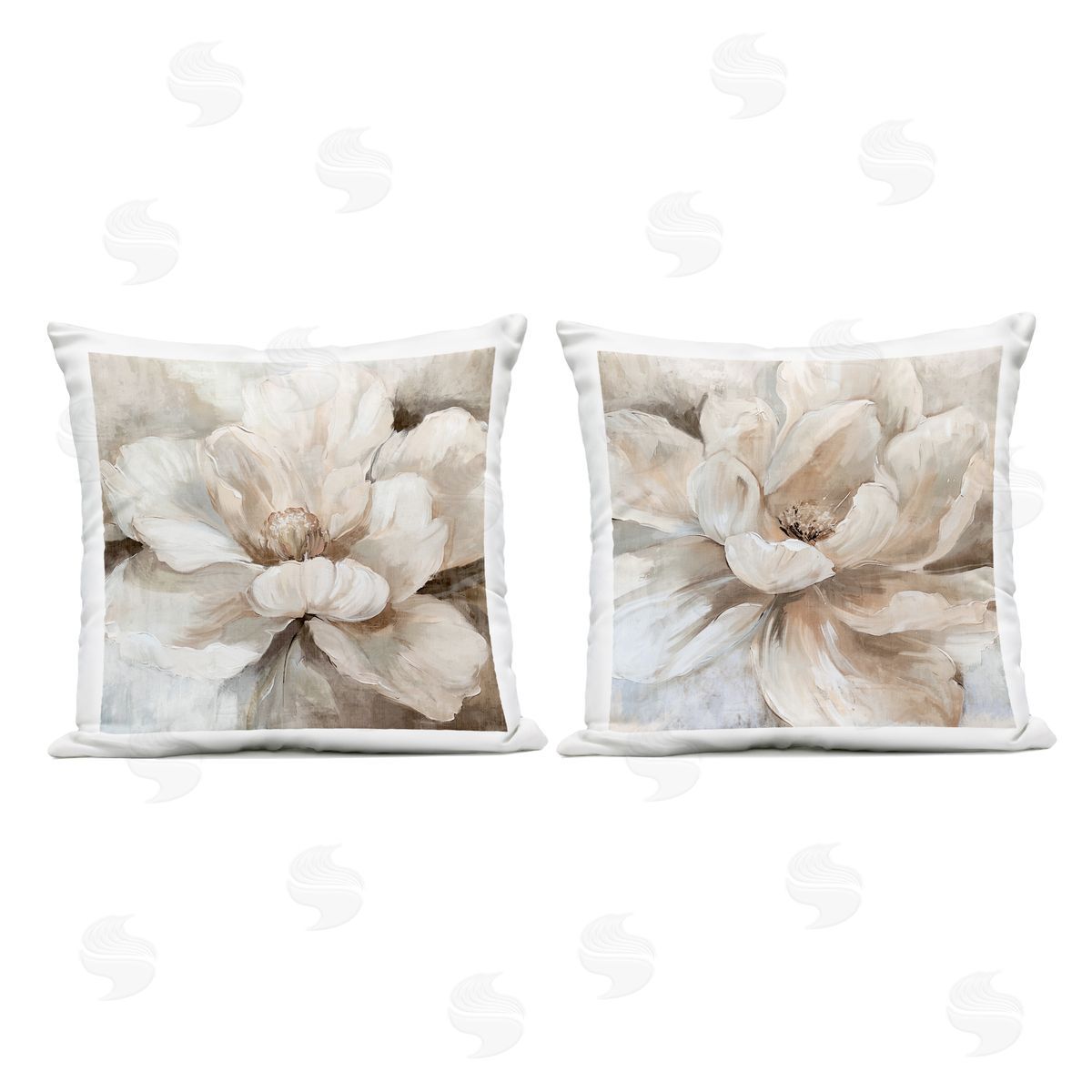 Nina Blue Lush White Blooms Close Ups Plush Polyester Art Print Pillow