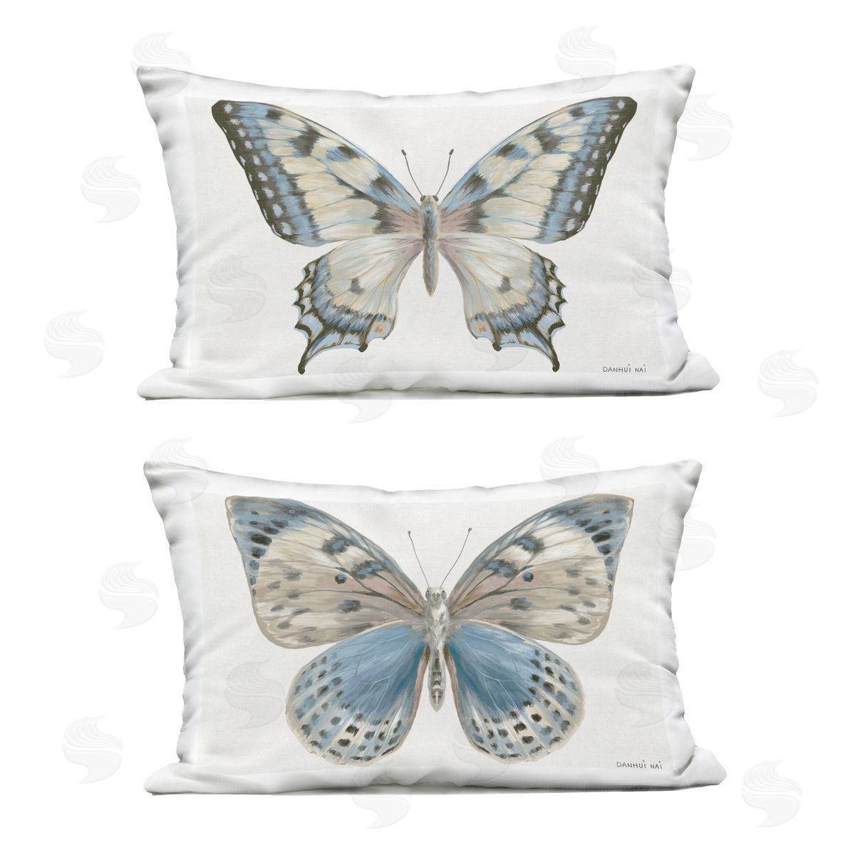 Danhui Nai Blue Accented Butterflies Outdoor Printed Pillow Set