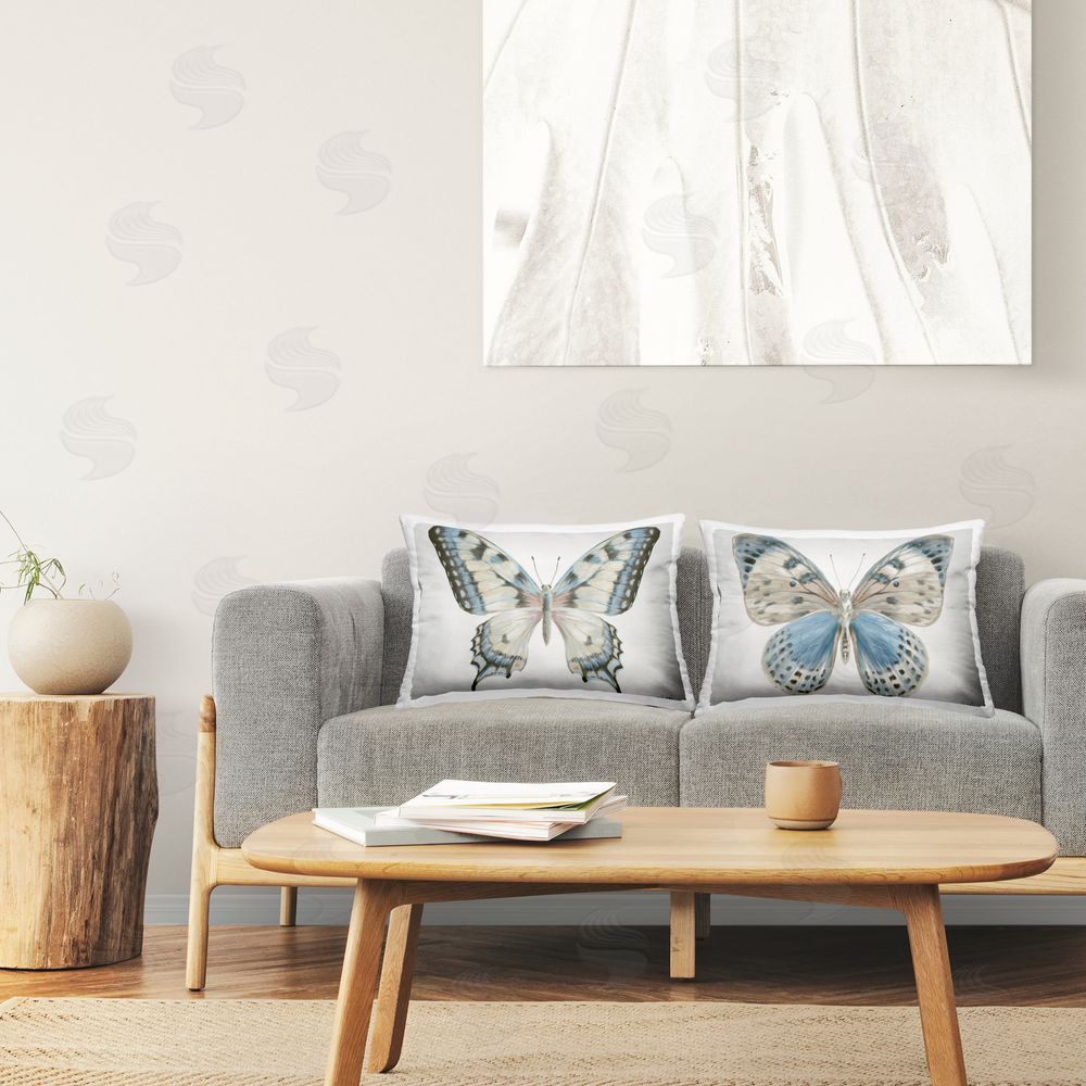 Danhui Nai Blue Accented Butterflies Indoor Pillow Set on Chair