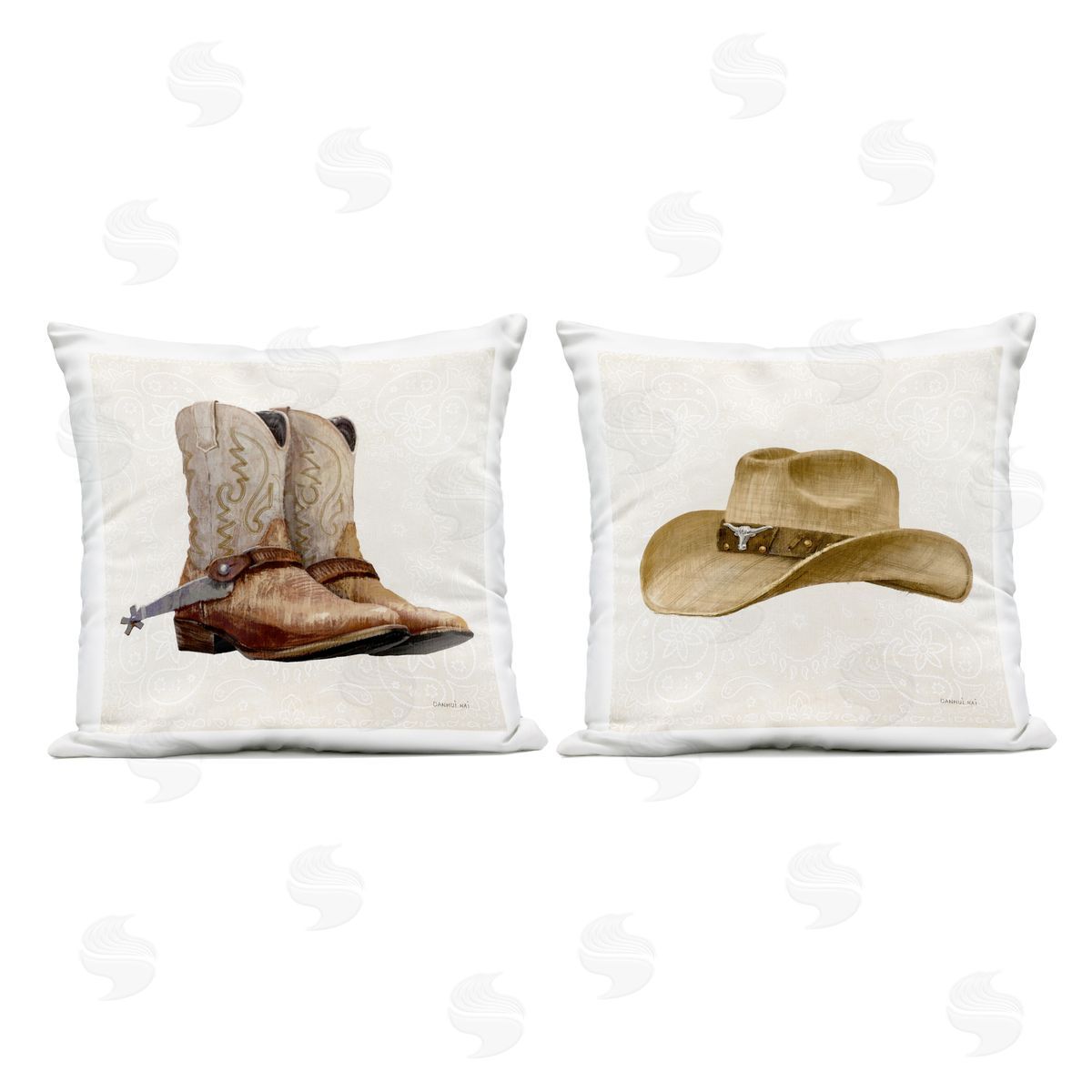 Danhui Nai Range Riders Hat & Boots Outdoor Printed Pillow Set